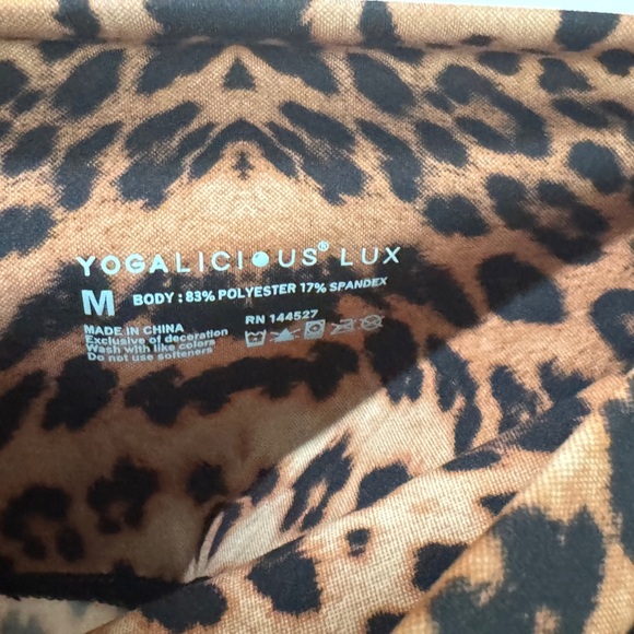 Yogalicious Lux Leopard Print Leggings Size Medium Super High Rise Ankle Length - Picture 7 of 14